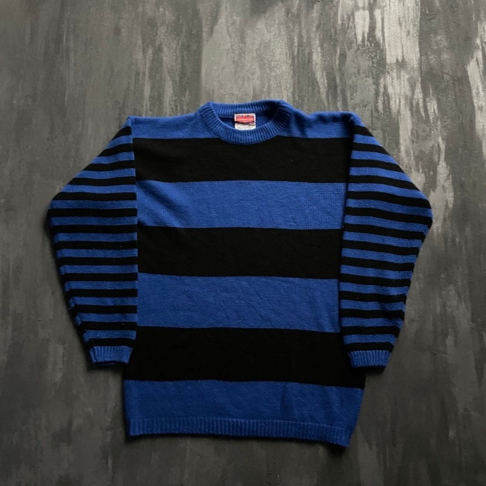Vintage  Cherry Stix‎ Striped Sweater Mens Large Blue 1990s